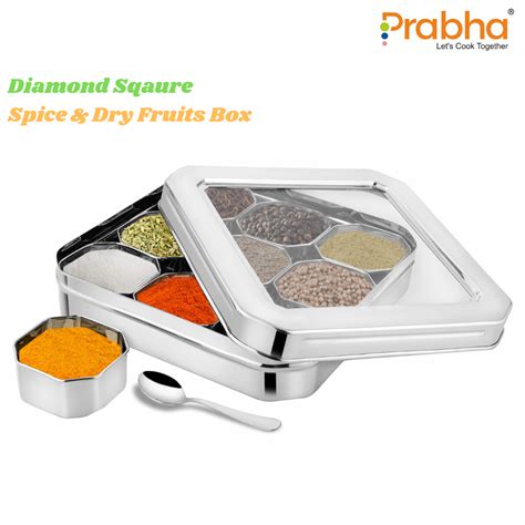 Stainless Steel Diamond Sqaure, Spice & Dry Fruits 